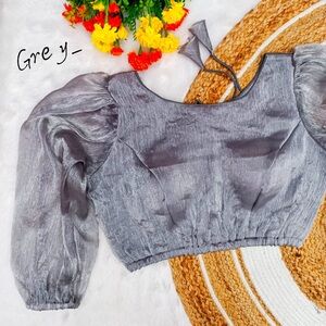 Elegant silver/ Gray Saree blouse